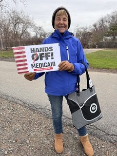 Arlington protesters on the way to Boston April 5, 2025