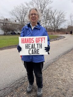 Arlington protesters on the way to Boston April 5, 2025