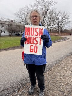 Arlington protesters on the way to Boston April 5, 2025