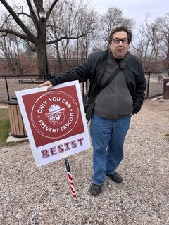 Arlington protesters on the way to Boston April 5, 2025